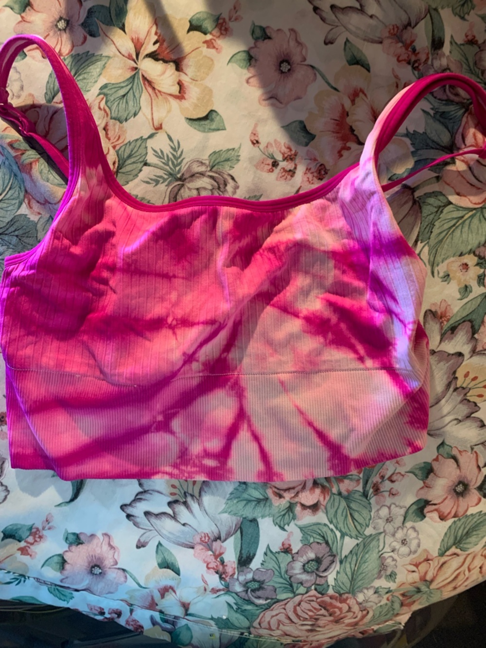 Pink Victoria Secret Seamless Tie-Dye Sports Bra Tank Top Size XLarge
